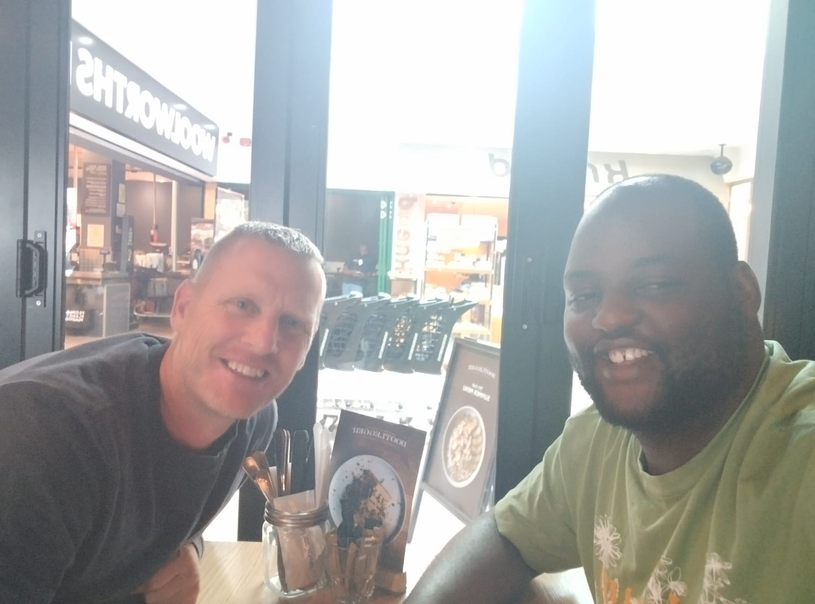 Dione and Christopher Lockwood sharing coffee together in Cape Town, South Africa